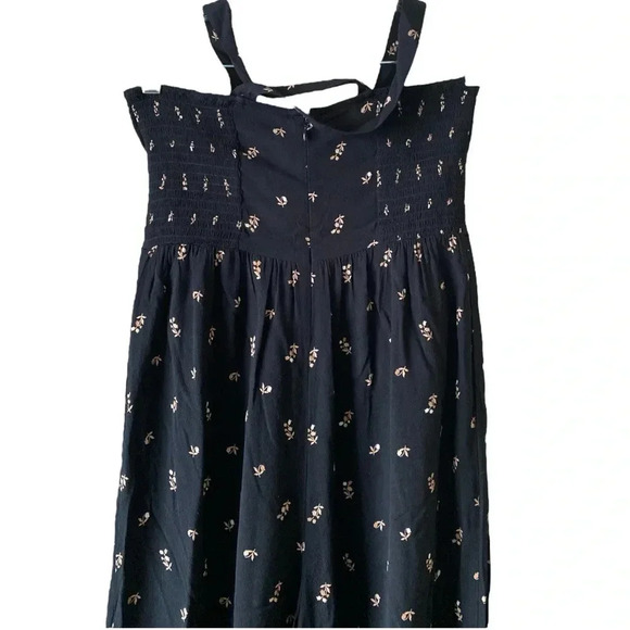 MADEWELL | Black Cottagecore Toss Smocked Cropped Wide Leg Jumpsuit Size 2 - Picture 7 of 8